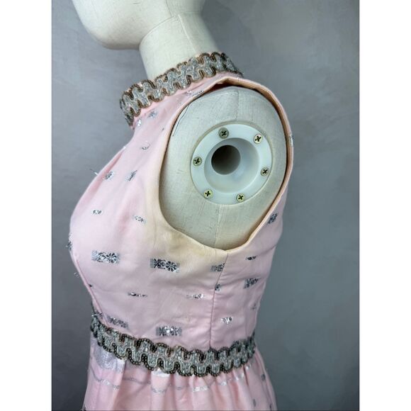 Vintage 1960s Brocade Hostess Dress Mod MCM Size Small READ/FLAWED - Picture 11 of 14